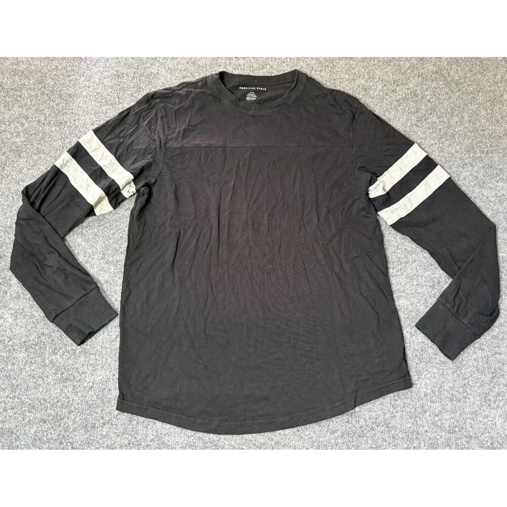 American Eagle Long Sleeve T Shirt Mens Large Black Standard Fit